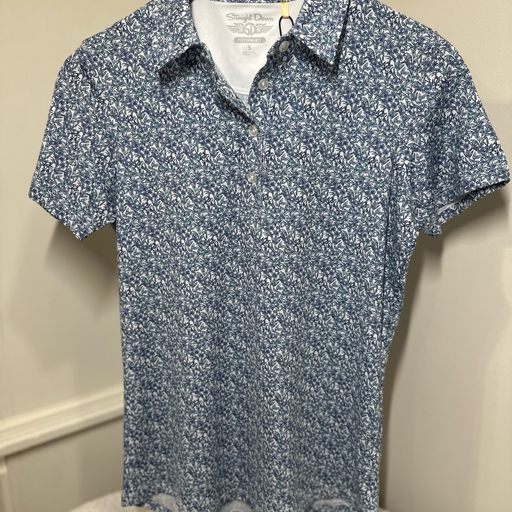 Floral Blue Women's Golf Polo
